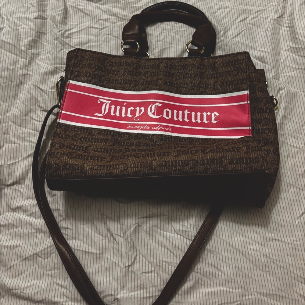 Juicy Couture Brown Crossbody Bag with Pink Accent